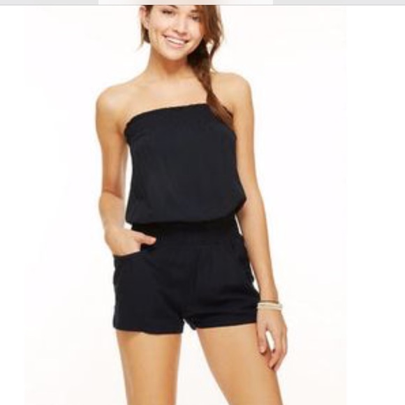 white house black market strapless jumpsuit